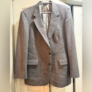 Vintage Herringbone 100% Wool Blazer 42 Parisian